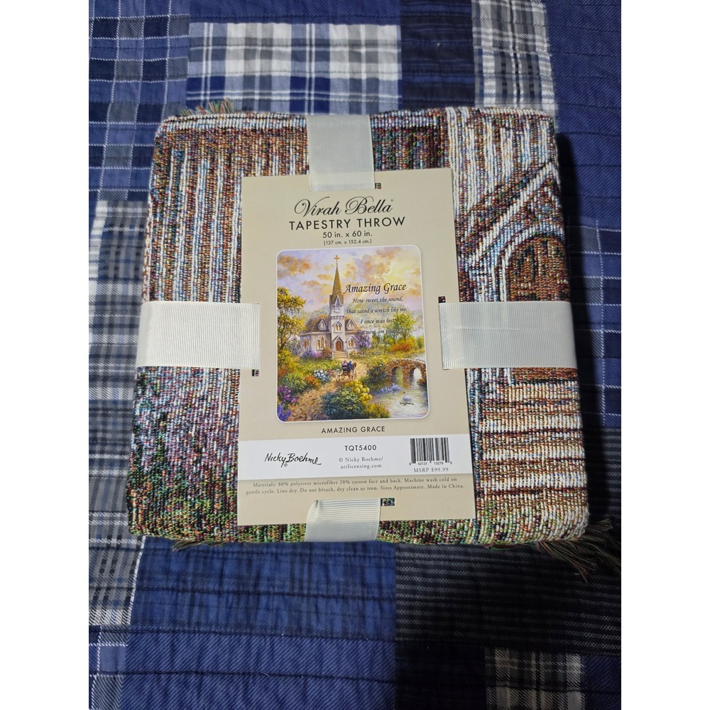 Virah Bella Amazing Grace Tapestry Throw Nicky Boehme Woven Blanket 50x60